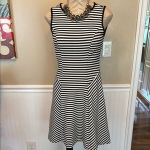 New York & Company Black and White Striped Midi Dress